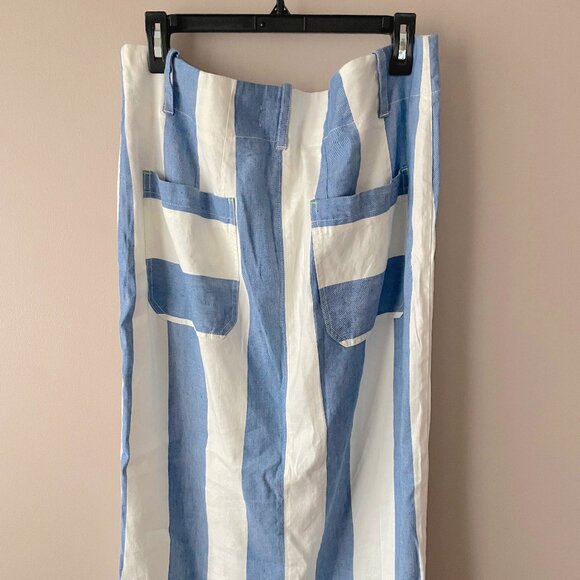 The Colette Linen Blend Maxi Skirt by Maeve Anthropologie Blue Stripe size XL - Picture 9 of 12